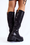 Women's Leather Knee High Boots Black Caldera