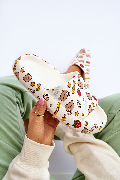 Women's Foam Slippers With Teddies And Letters Beige Zoey