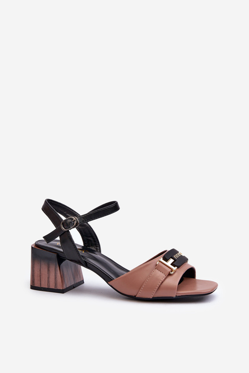 Elegant Women's Sandals with Block Heels Pink Natissa