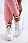 Women's Leather Sneakers White and Blue Mikayla