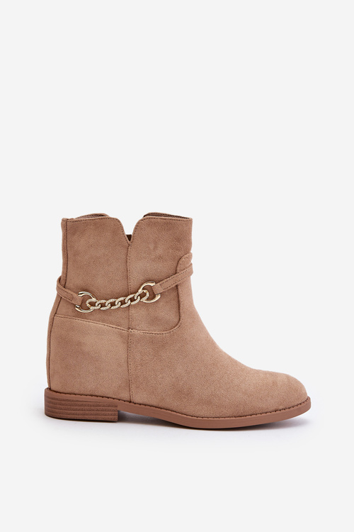 Womens Ankle Boots With Hidden Wedge Made Of Eco Suede Beige Ofcorna