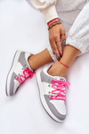 Women's Classic Double Lace Up Trainers White-Grey Jella