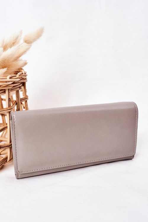 Large Women's Wallet With A Magnet Grey