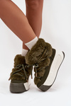 Women's snow boots on a chunky platform with laces and fur Kalivira
