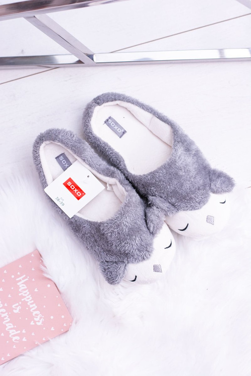 SOXO Women's Household Slippers Animals B Grey