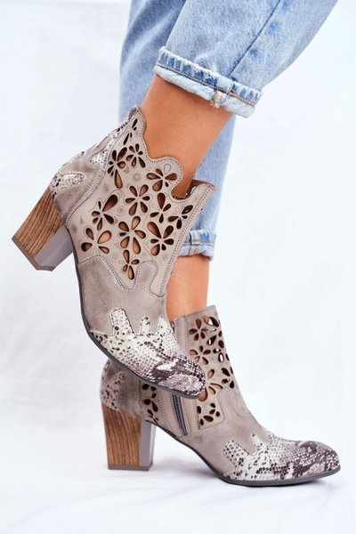 Women’s Boots On High Heel Maciejka Leather Grey 04369-13