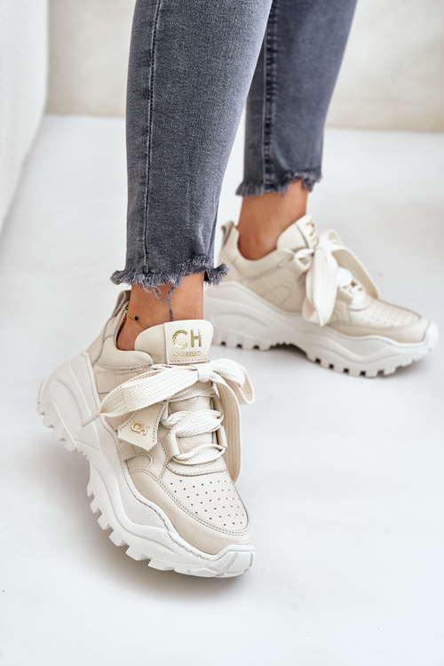 Women's Leather Sneakers Beige CheBello 4583