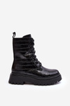 Women's Workery Boots with Decorative Embossing Black Tarolia