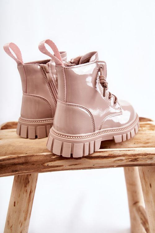 Lacquered Warm Boots Light beige Heidi