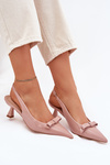 Lacquered High Heels With Bow Nude Naylna