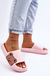 Women's Light Foam Slippers Bear Motif Pink Parisso