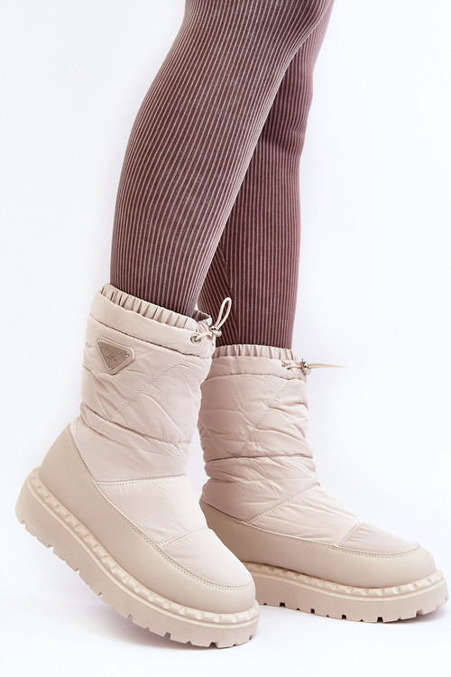 Women's snow boots with thick sole in light beige Lureta