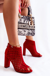 Botki Ażurowe Zamsz Czerwone Jenissa