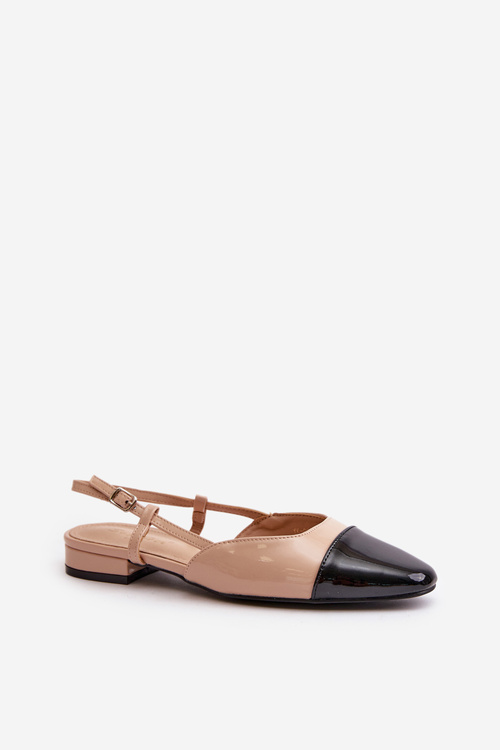 Patent Leather Ballerinas On Low Heel With Open Heel Beige Kairael