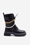Leather High Boots With Chain Black Nameer