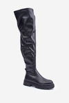 Knee High Boots With Flat Heel Black Feliri