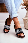 Slippers On Cork Sole With Cubic Zirconia Black Be Nice