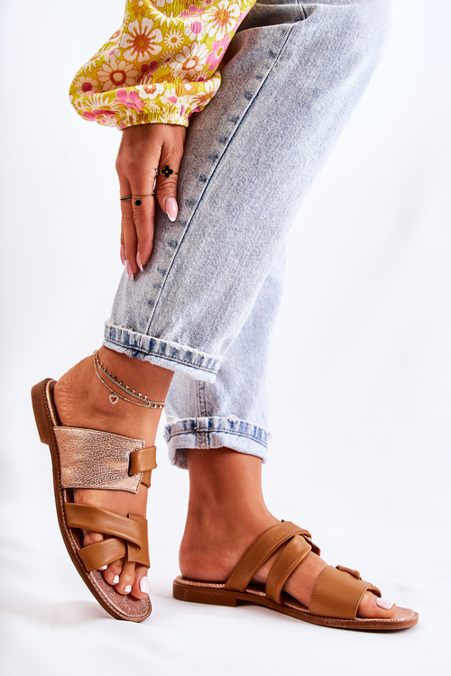 Comfortable Leather Women's Slippers Maciejka 05549-29 Brown