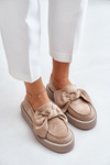 Womens Moccasins On Platform With Bow Beige Naivine