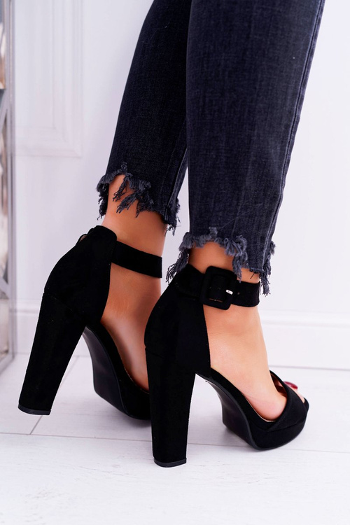 Women's Stiletto Heeled Sandals Suede Black ShakeUp