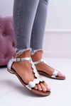 Women's Flat Leather Sandals Silver Nicole 2403 Melbourne