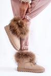 Women's Suede Snow Boots With Fur Light beige Alexa