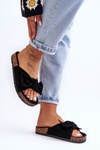 Women's Black Wendy Cork Sole Flip Flops