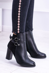 Black Stiletto Boots with Straps Lico Suede Nevada
