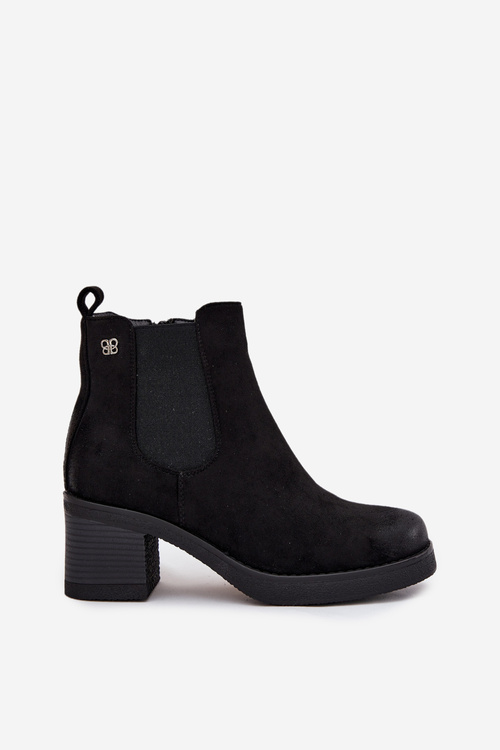 Women's ankle boots on heel lined black Zelia