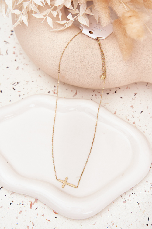 Łańcuszek Ze Stali Chirurgicznej Krzyżyk Złoty