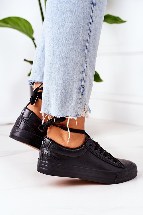 Women's Leather Sneakers Black Mega