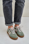Green Suede Low Sneakers Women's Zazoo
