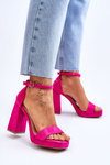 Fashionable Suede Square Heel Sandals Fuchsia Merila