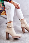 leather boots on a post with a decorative belt Beige Maresol