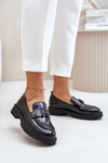 Damskie Mokasyny Lakierowane Czarne Vinceza 62187 