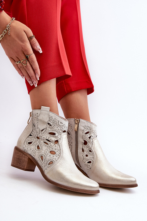 Lace-up Leather Boots Lewski Shoes 3170/2 Golden Distressed