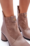 Leather Boots On Heel SBarski MR870-96 Beige