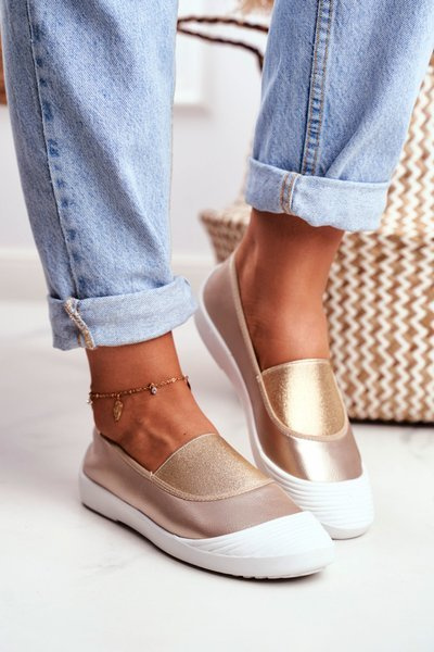 Trampki Slip On Wsuwane Złote Tenisówki Justy