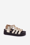 Ladies Platform Sandals With Buckles Gold Atarafas