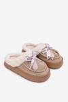 Women's slippers with fur and bow Beige Fenella