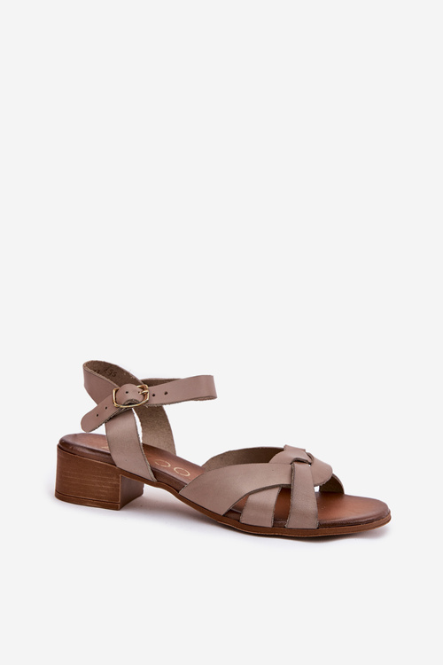 Leather Sandals On A Delicate Heel Beige Zazoo 40372