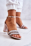Leather Sandals Openwork Lewski 2869 Pearl Pink