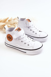 Children's Leather Sneakers With Velcro White Bruni