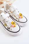 Children's Sneakers With Velcro Print White Lace