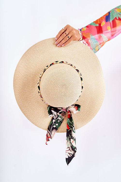 Kapelusz Damski Kokardka Czarna Beżowy Marsela