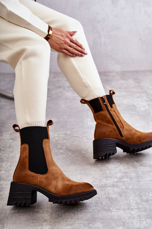 Women's Warm Boots On Heel Camel Abella