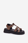 Ladies Eco Leather Sandals With Buckles Leopard Jeneliena