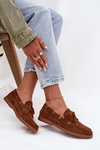 Women's Loafers Moccasins With Lacing Camel Calivra