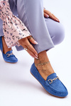 Classic Suede Loafers With Embellishment Blue Amera