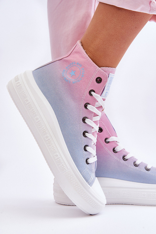 High Platform Sneakers Big Star LL274A191 Pink and Blue